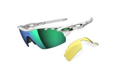 Image of Oakley Radarlock Pitch Polished White Frame w/ Jade Iridium Lenses Men's Sunglasses OO9182-03