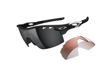 Image of Oakley Radarlock XL Straight Mens Sunglasses Polished Black Frame, Black Iridium Vented and VR28 Vented Lens OO9196-05