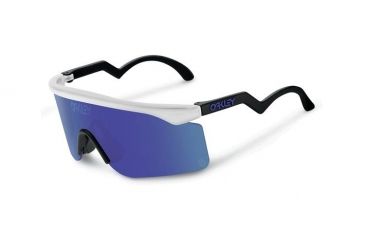 Image of Oakley Razor Blades - Heritage Collection Unisex Sunglasses, Matte Clear Frame, Violet Iridium Lens OO9140-13