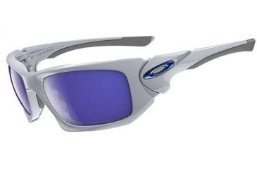 Image of Oakley Scalpel White Chrome Frame w/ Ice Iridium Polarized Lenses Sunglasses OO9095-07
