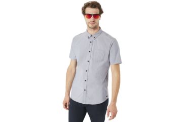 Image of Oakley Short Sleeve Solid Woven - Mens, Fathom, Extra Large 401860-6AC-XL