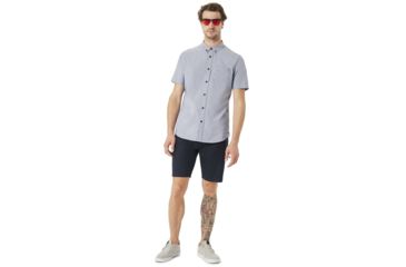 Image of Oakley Short Sleeve Solid Woven - Mens, Fathom, Extra Large 401860-6AC-XL