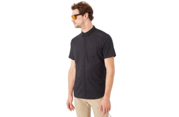 Image of Oakley Short Sleeve Solid Woven - Mens, Blackout, Large, 401860-02E-L