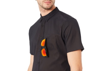 Image of Oakley Short Sleeve Solid Woven - Mens, Blackout, Large, 401860-02E-L
