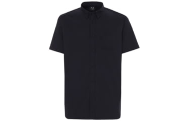 Image of Oakley Short Sleeve Solid Woven - Mens, Blackout, Large, 401860-02E-L