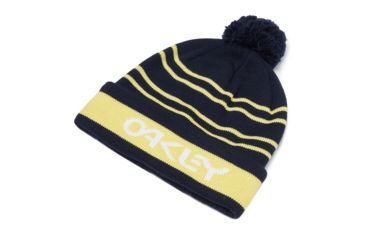 Image of Oakley SI Beanie B1B Logo Striped - Mens, Fathom, One Size, 912019-6AC-U