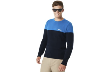 Image of Oakley Bicolor Crew Neck Sweater- Mens, Fathom, Extra Large, 434131-6AC-XL