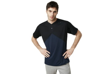Image of Oakley SI Enhance Slant Short Sleeve Henley 9.0 - Mens, Blackout, Medium, 457723-02E-M