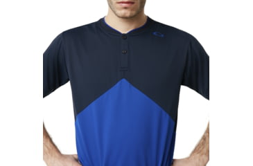 Image of Oakley SI Enhance Slant Short Sleeve Henley 9.0 - Mens, Fathom, Medium, 457723-6AC-M