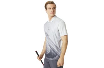 Image of Oakley SI Exploded Ellipse Golf Polo Short Sleeve - Mens, Light Grey, Small, 434310-202-S