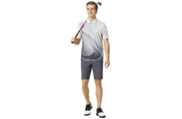 Image of Oakley SI Exploded Ellipse Golf Polo Short Sleeve - Mens, Light Grey, Small, 434310-202-S