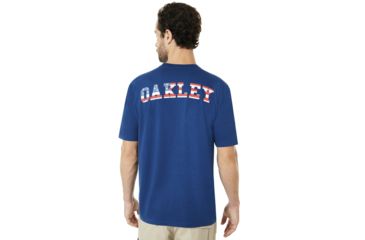 Image of Oakley SI Geometric Sleeve Polodetail Short Sleeve - Mens, Dark Blue, Extra Large, 434372-609-XL
