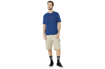 Image of Oakley SI Geometric Sleeve Polodetail Short Sleeve - Mens, Dark Blue, Extra Large, 434372-609-XL