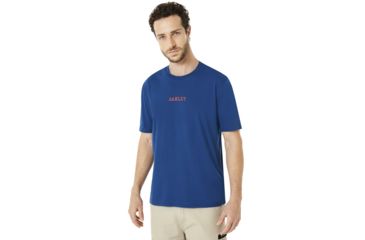 Image of Oakley SI Geometric Sleeve Polodetail Short Sleeve - Mens, Dark Blue, Extra Large, 434372-609-XL