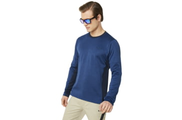 Image of Oakley SI Knockdown Mixed Fleece Crew - Mens, Dark Blue, Extra Small, 461723-609-XS