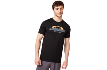 Image of Oakley Miami Skyline Sunset Short Sleeve Tee - Mens, Blackout, Medium, 457795-02E-M