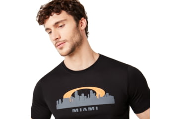 Image of Oakley Miami Skyline Sunset Short Sleeve Tee - Mens, Blackout, Medium, 457795-02E-M