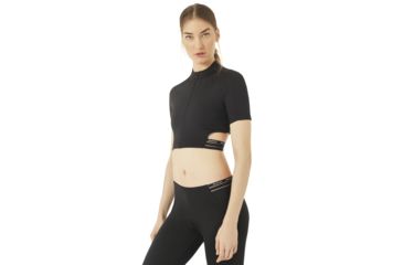 Image of Oakley SI Oakley Luxe Crop Zip Top - Womens, Blackout, Large, 532345-02E-L