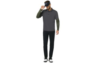 Image of Oakley SI Polo Shirt Long Sleeve Printed Sleeve - Mens, Forged Iron, 3XL, 434225-24J-XXXL