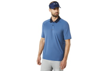 Image of Oakley SI Polo Shirt Short Sleeve Back Striped - Mens, Ensign Blue, Small, 434230-64W-S