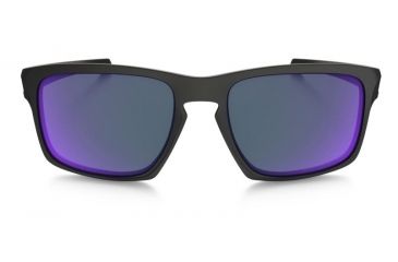 Image of Oakley Silver Sunglasses Matte Black Frame, Violet Iridium Polarized Lens-OO9262-10