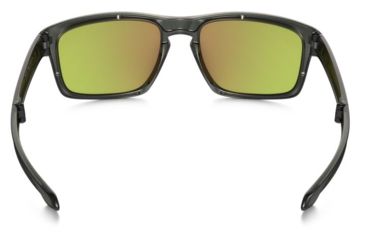 Image of Oakley Silver Foldable Sunglasses Matte Olive Ink Frame, Fire Iridium Polarized Lens-OO9246-06