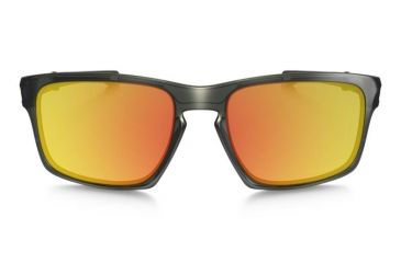 Image of Oakley Silver Foldable Sunglasses Matte Olive Ink Frame, Fire Iridium Polarized Lens-OO9246-06