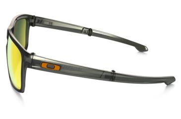 Image of Oakley Silver Foldable Sunglasses Matte Olive Ink Frame, Fire Iridium Polarized Lens-OO9246-06