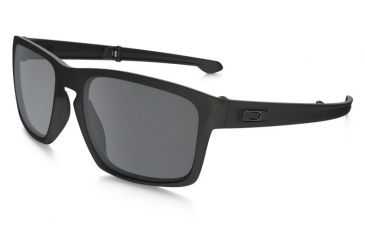 Image of Oakley Silver Foldable Sunglasses Matte Black Frame, Black Iridium Polarized Lens-OO9246-04