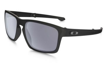 Image of Oakley Silver Foldable Sunglasses Matte Black Frame, Grey Lens-OO9246-01