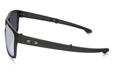 Image of Oakley Silver Foldable Sunglasses Matte Black Frame, Grey Lens-OO9246-01