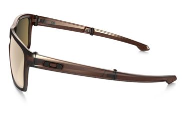 Image of Oakley Silver Foldable Sunglasses Matte Dark Amber Frame, Tungsten Iridium Polarized Lens-OO9246-05