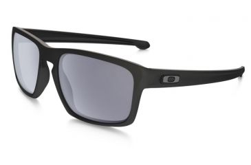 Image of Oakley Silver Sunglasses Matte Black Frame, Grey Lens-OO9262-01