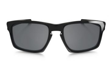 Image of Oakley Silver Sunglasses Polished Black Frame, Black Iridium Polarized Lens-OO9262-09