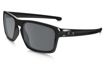 Image of Oakley Silver Sunglasses Polished Black Frame, Black Iridium Polarized Lens-OO9262-09