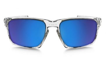 Image of Oakley Silver Sunglasses Polished Clear Frame, Sapphire Iridium Lens-OO9262-06