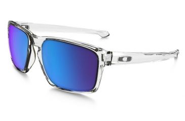 Image of Oakley Silver Sunglasses Polished Clear Frame, Sapphire Iridium Lens-OO9262-06