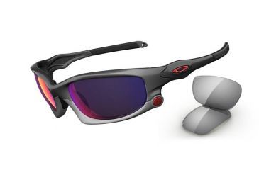 Image of Oakley Split Jacket Sunglasses, Dark Grey Frame, Positive Red Irid Lens OO9099-06
