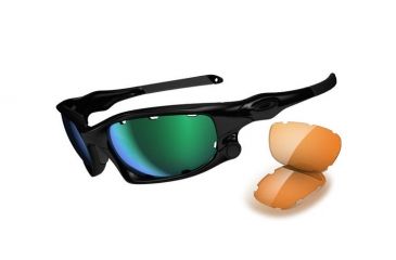 Image of Oakley Split Jacket Sunglasses, Polished Black Frame, Jade Irid Lens OO9099-14