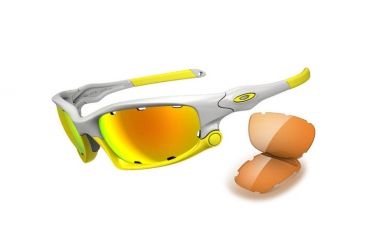 Image of Oakley Split Jacket Sunglasses, Polished White Frame, Fire Irid Lens OO9099-12
