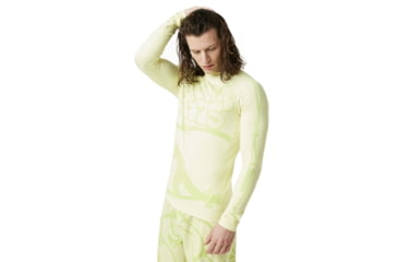 Image of Oakley Staple 1975 Long Sleeve Rashguard - Mens, Pale Lime Yellow, Large, 482600-51A-L