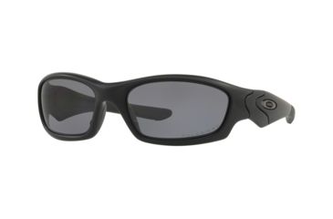 Image of Oakley Straight Jacket Sunglasses 11-014-61 - Matte Black Frame, Grey Polarized Lenses