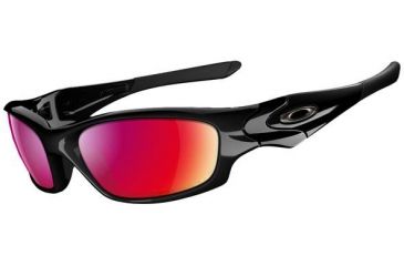 Image of Oakley Straight Jacket Sunglasses, OO Red Iridium Polarized Lens, Polished Black Frame 26-236