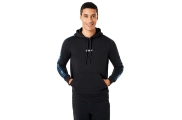 Image of Oakley Street Logo Tape Hooded Fleece - Mens, Blackout, Medium, 472421-02E-M