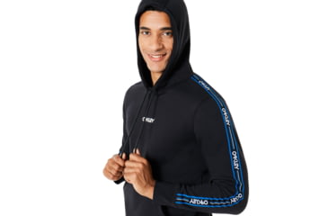 Image of Oakley Street Logo Tape Hooded Fleece - Mens, Blackout, Medium, 472421-02E-M