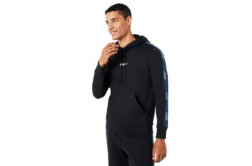 Image of Oakley Street Logo Tape Hooded Fleece - Mens, Blackout, Medium, 472421-02E-M