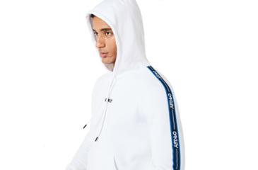 Image of Oakley Street Logo Tape Hooded Fleece - Mens, White, Medium, 472421-100-M
