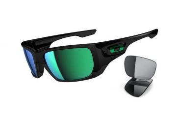 Image of Oakley Style Switch Mens Sunglasses Polished Black Frame, Jade Iridium and Grey Lens OO9194-02