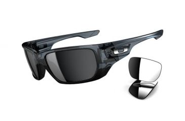 Image of Oakley Style Switch Mens Sunglasses Crystal Black Frame, Black Iridium Polarized and Chrome Iridium Lens OO9194-06