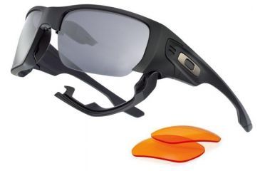 Image of Oakley Style Switch Sunglasses, Matte Black Frame, Warm Grey and Persimmon Lenses OO9194-11